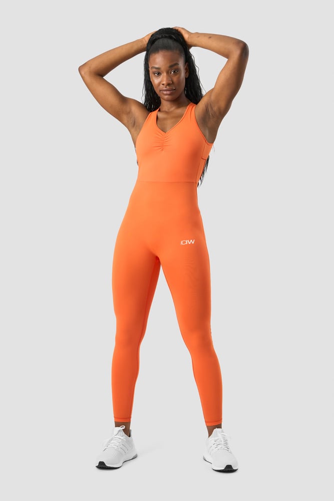 scrunch jumpsuit orange